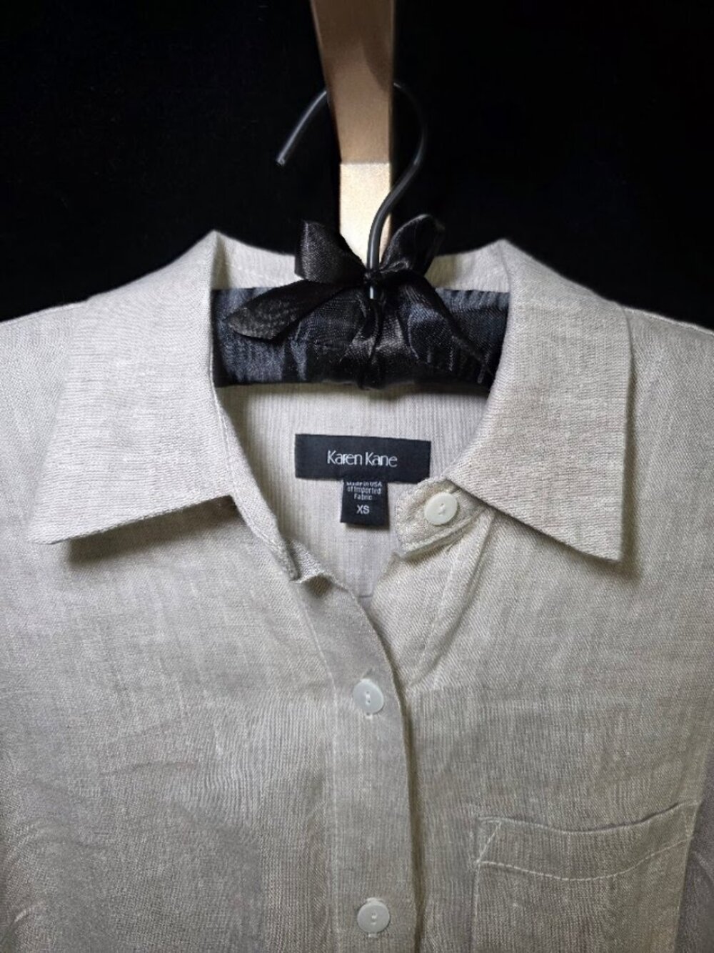 Karen Kane Sleeveless Linen Shirtdress Oat XS - Picture 2 of 10